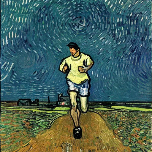 Image similar to runner with headphones by van gogh