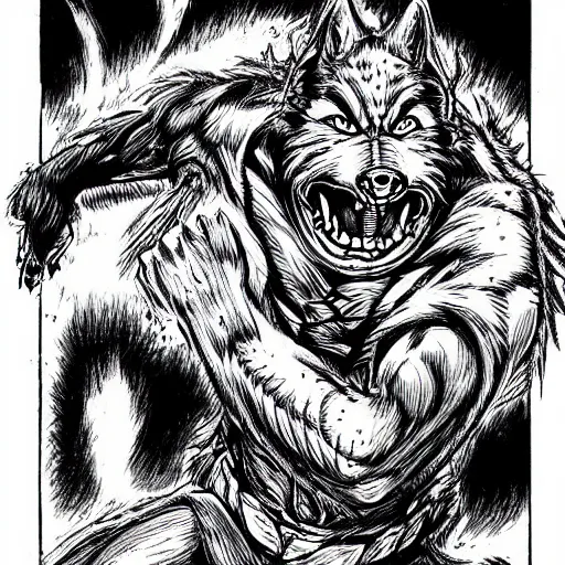Image similar to werewolf, art by akira toriyama