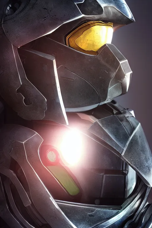 Image similar to robot ninja mask helmet halo master chief radiating a glowing aura global illumination ray tracing hdr fanart arstation by ian pesty and katarzyna da „ bek - chmiel