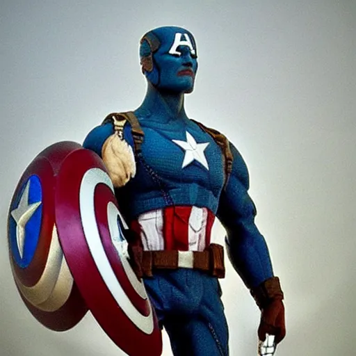 Image similar to a marble statue of captain america