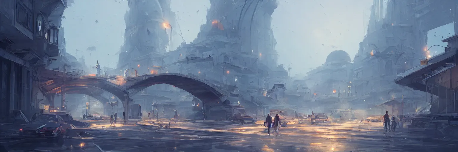 Image similar to a cinematic scene from istanbul bridge, concept art by nick ford and sylvain sarrailh,