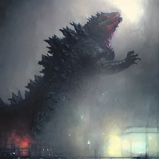 Image similar to godzilla by jeremy mann