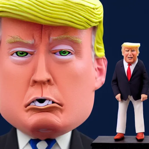 Prompt: Portrait of Donald Trump in the style of claymation by Wes Anderson. 8k Resolution.