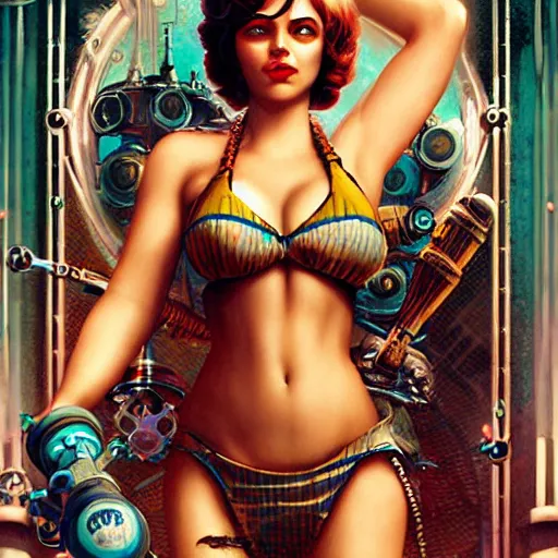 Image similar to lofi underwater bioshock biopunk bikini portrait, Pixar style, by Tristan Eaton Stanley Artgerm and Tom Bagshaw.