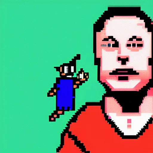 Image similar to elon musk, pixel art, pokemon trainer