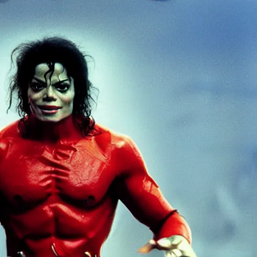 Image similar to michael jackson as the incredible hulk, movie still, 8 k