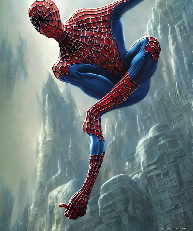 Image similar to beautiful fantasy baby spiderman portrait, ultra realistic, wide angle, intricate details, the fifth element artifacts, highly detailed by peter mohrbacher, hajime sorayama, wayne barlowe, boris vallejo, aaron horkey, gaston bussiere, craig mullins