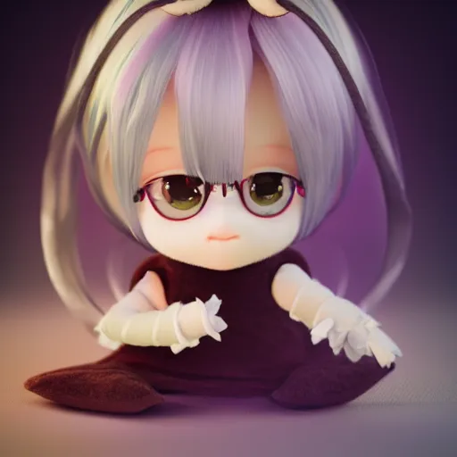 Image similar to cute fumo plush of a girl who is made of transparent translucent melty gel, pbr, bokeh, vray