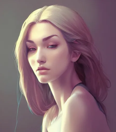 Prompt: drawing of a woman with a pretty face, a perfect body, wearing casual clothes, character design by charlie bowater, detailed, soft lighting, rendered in octane