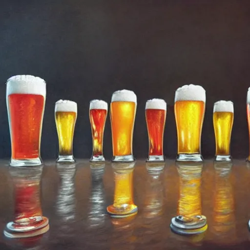 Image similar to Hyper realistic paint of people drinking beer