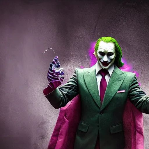 Image similar to Portrait of vVladimir Putin as the Joker DC comic, amazing splashscreen artwork, splash art, head slightly tilted, natural light, elegant, intricate, fantasy, atmospheric lighting, cinematic, matte painting