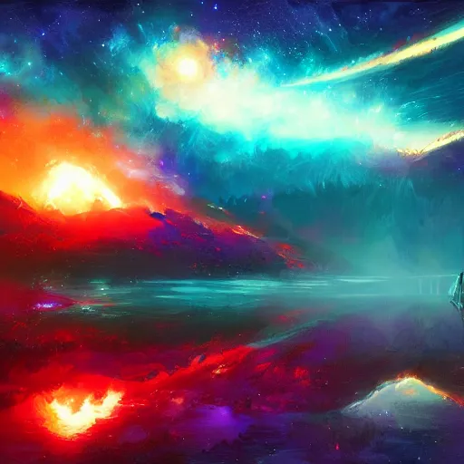 Image similar to a supernova, by anato finnstark, by alena aenami, by john harris, by ross tran, by wlop, by andreas rocha