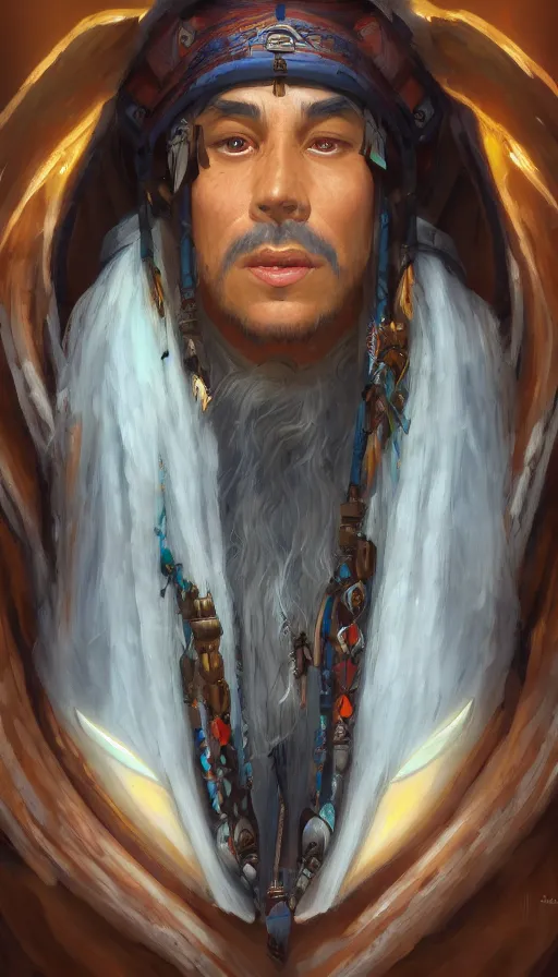 Prompt: portrait of a digital shaman, by blizzard concept artists