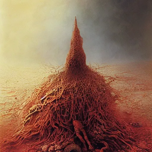 Image similar to Eternal Doomsday by charles pfahl and Mariusz Lewandowski and Zdzislaw Beksinski, surrealism, hyper detailed