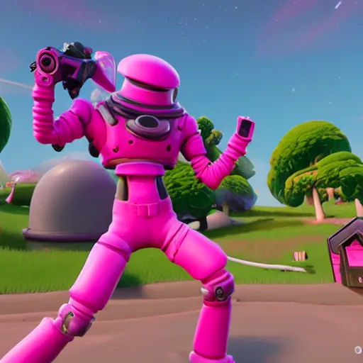 Image similar to pink mechanical alien, fortnite character c 9. 0