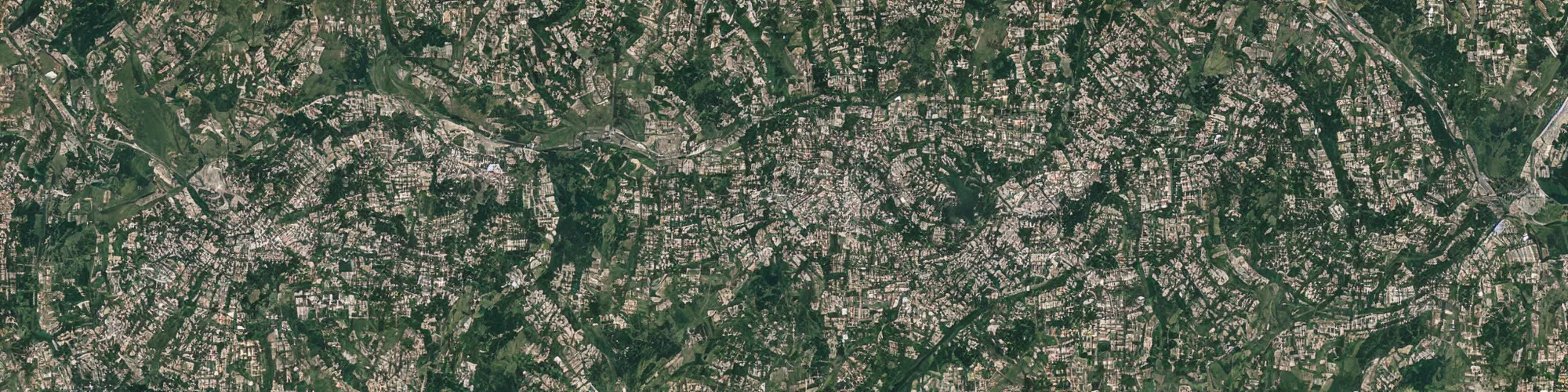 Image similar to satellite view of a town shaped like an alligator