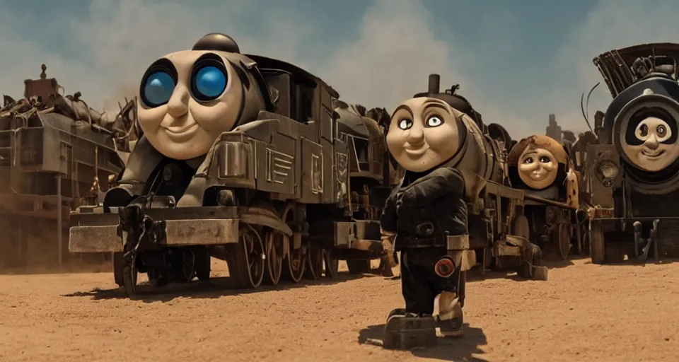 Image similar to armed Thomas the Tank Engine in MAD MAX: FURY ROAD