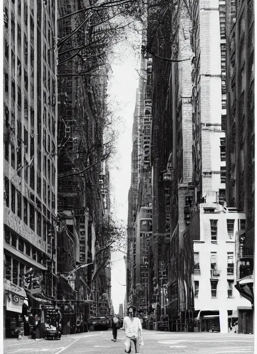 Image similar to film still, portrait of tarzan walk on the street of new york, symmetrical, 8 k, medium - format print, half body shot