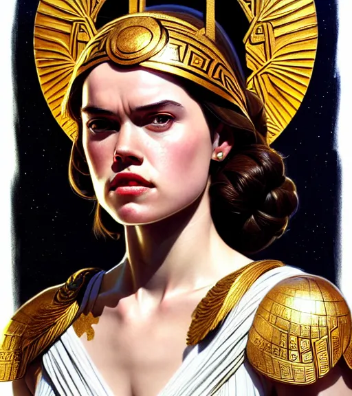 Prompt: ultra realistic illustration, daisy ridley as goddess athena, intricate, elegant, highly detailed, digital painting, artstation, concept art, smooth, sharp focus, illustration, by artgerm and greg rutkowski and alphonse mucha