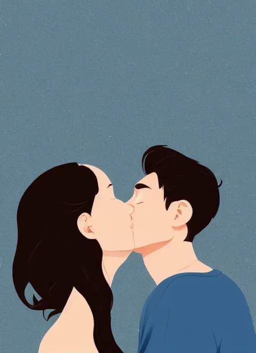 Image similar to a couple kissing. clean cel shaded vector art. shutterstock. behance hd by lois van baarle, artgerm, helen huang, by makoto shinkai and ilya kuvshinov, rossdraws, illustration, art by ilya kuvshinov