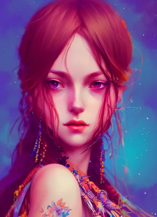 Image similar to a beautiful bohemian girl, intricate, highly detailed, digital painting, Pixiv, Artstation, official media, anime key visual, concept art, rich vivid colors, ambient lighting, sharp focus, illustration, art by WLOP