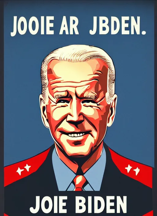 Prompt: joe biden in a ww 2 propaganda poster