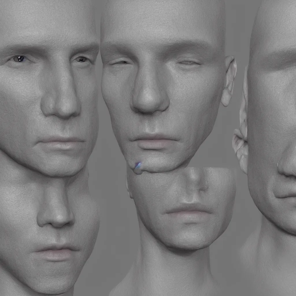 Prompt: unwrapped human face flat texture, male in 3 0 s, 8 k, diffuse