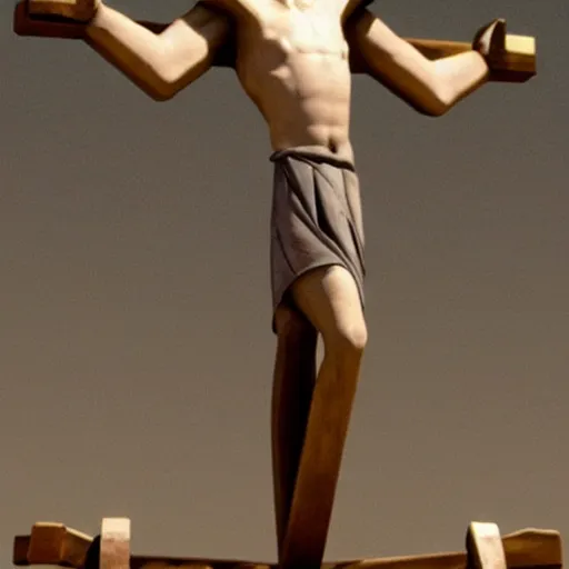 Image similar to jesus christ crucifixion, christian art, as a car from the movie pixar's cars 2,
