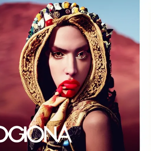 Image similar to dolce & gabbana campaign featuring jar jar binks as a female cowgirl, long eyeslashes, huge juicy lips, big seductive eyes, shot by mario testino, realistic vfx simulation