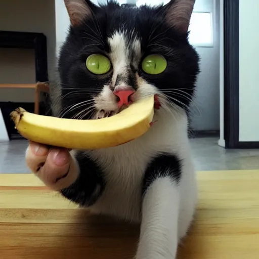 Image similar to cat eating banana