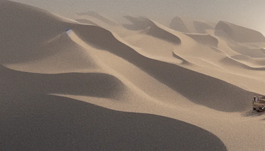 Image similar to white house under tons of sand, sandstorm, sand dunes, hyperdetailed, artstation, cgsociety, 8 k