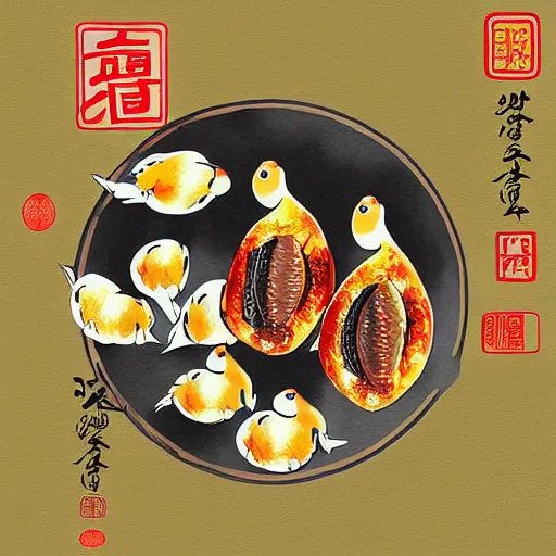 Prompt: beijing roast duck, digital art, style of traditional chinese painting
