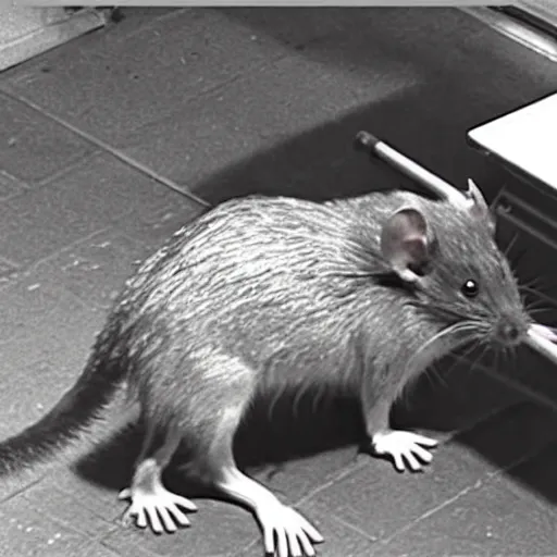 Image similar to security camera footage of giant rat