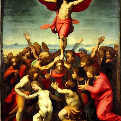 Image similar to ascension of Jesus by Raphael.