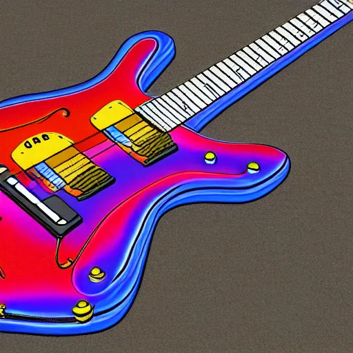 Image similar to psychedelic guitar, ray tracing, super detailed, vivid