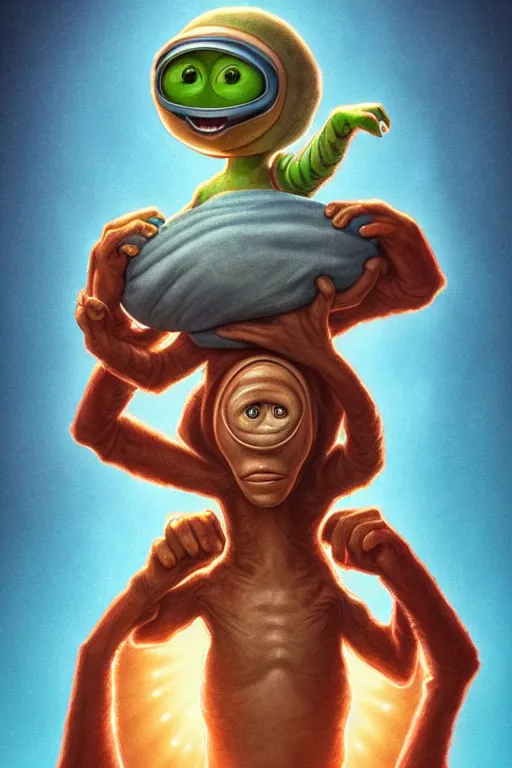 Prompt: et from spielberg arriving home, animation pixar style, by pendleton ward, magali villeneuve, artgerm, rob rey and kentaro miura style, golden ratio, trending on art station