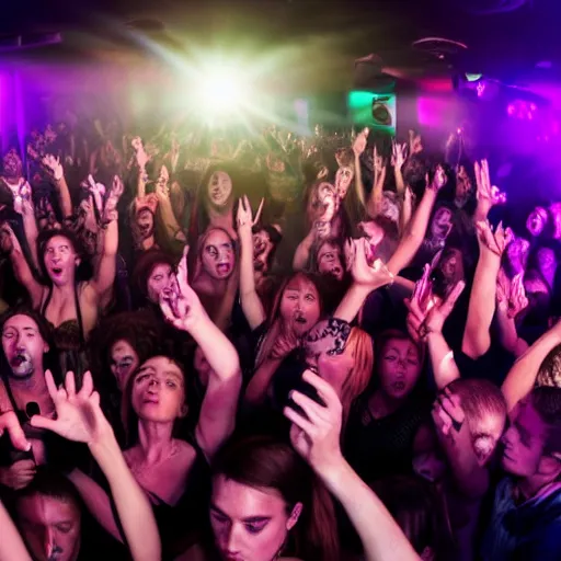 Prompt: a nightclub party crowd full of eyeballs