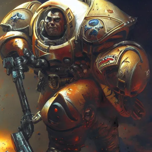 Image similar to Space Marine, closeup character art by Neil Roberts, Marc Lee, Vladimir Krisetskiy, Donato Giancola, Craig Mullins digital art, trending on artstation