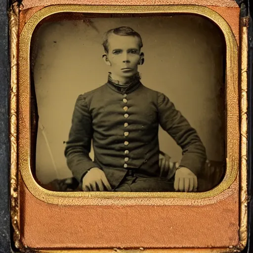 Prompt: a tintype photo of an alligator in the American Civil War