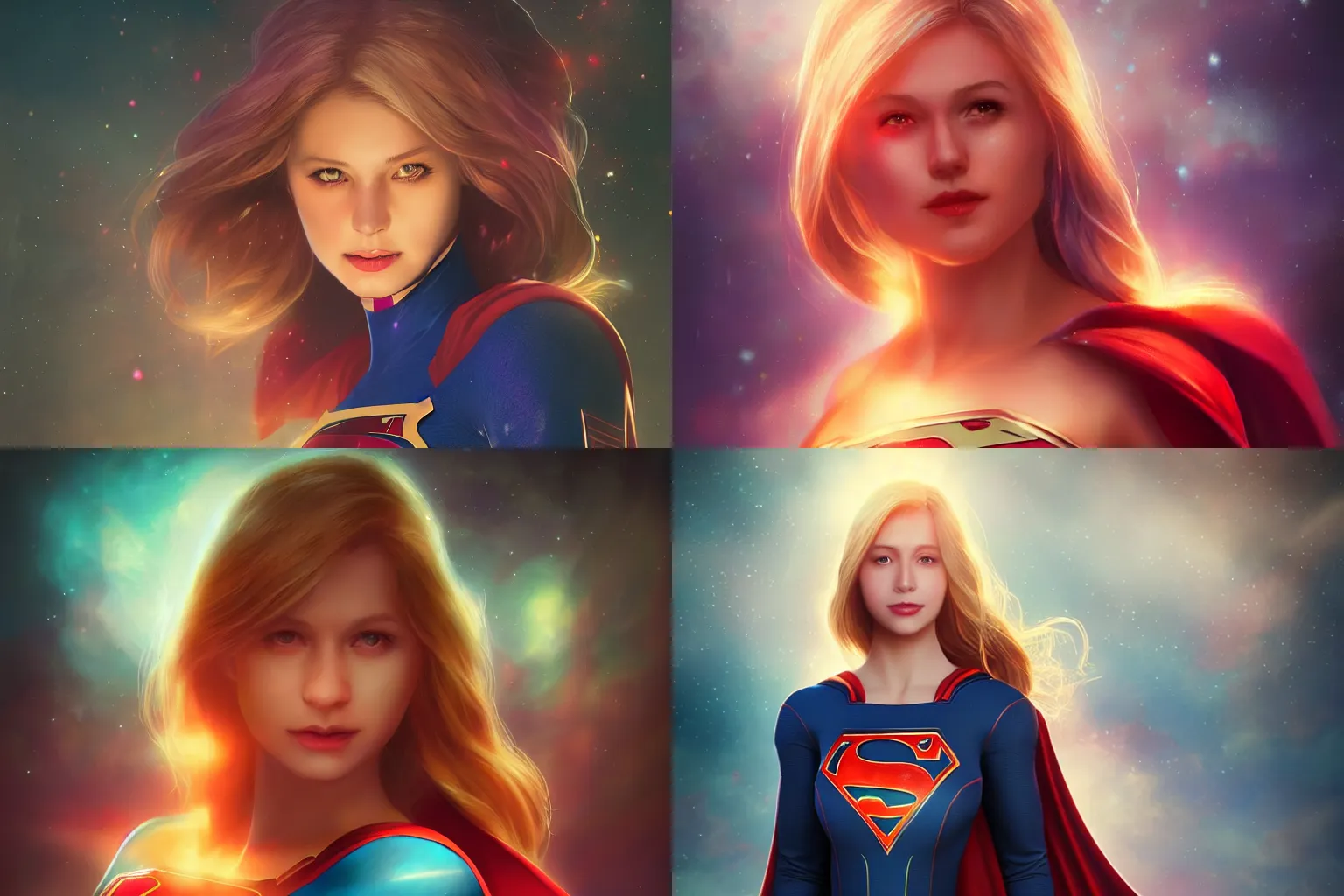 Prompt: concept art portrait of supergirl by Ross Tran and Delphin Enjolras, matte, bokeh, atmospheric