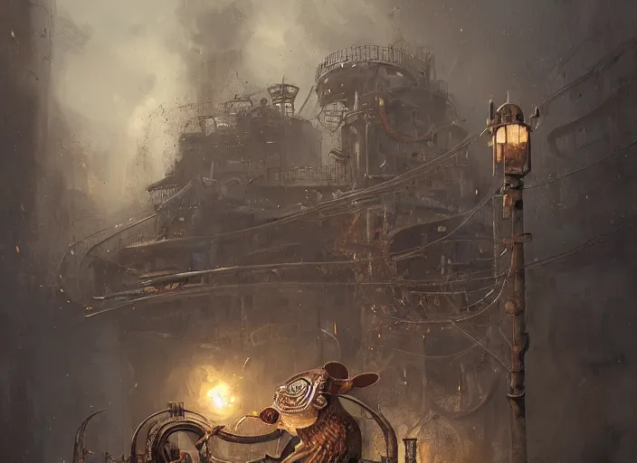 Image similar to ashigaru steampunk mouse, hard focus, art station, by jessica rossier and hr giger, cinematic