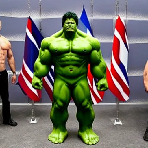 Prompt: Hulk and Putin son