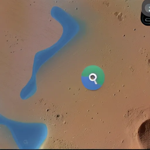 Prompt: a screenshot of google maps iphone app showing the surface of mars