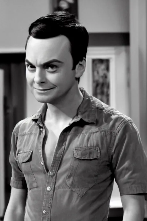 Image similar to sheldon from big bang theory as a greaser