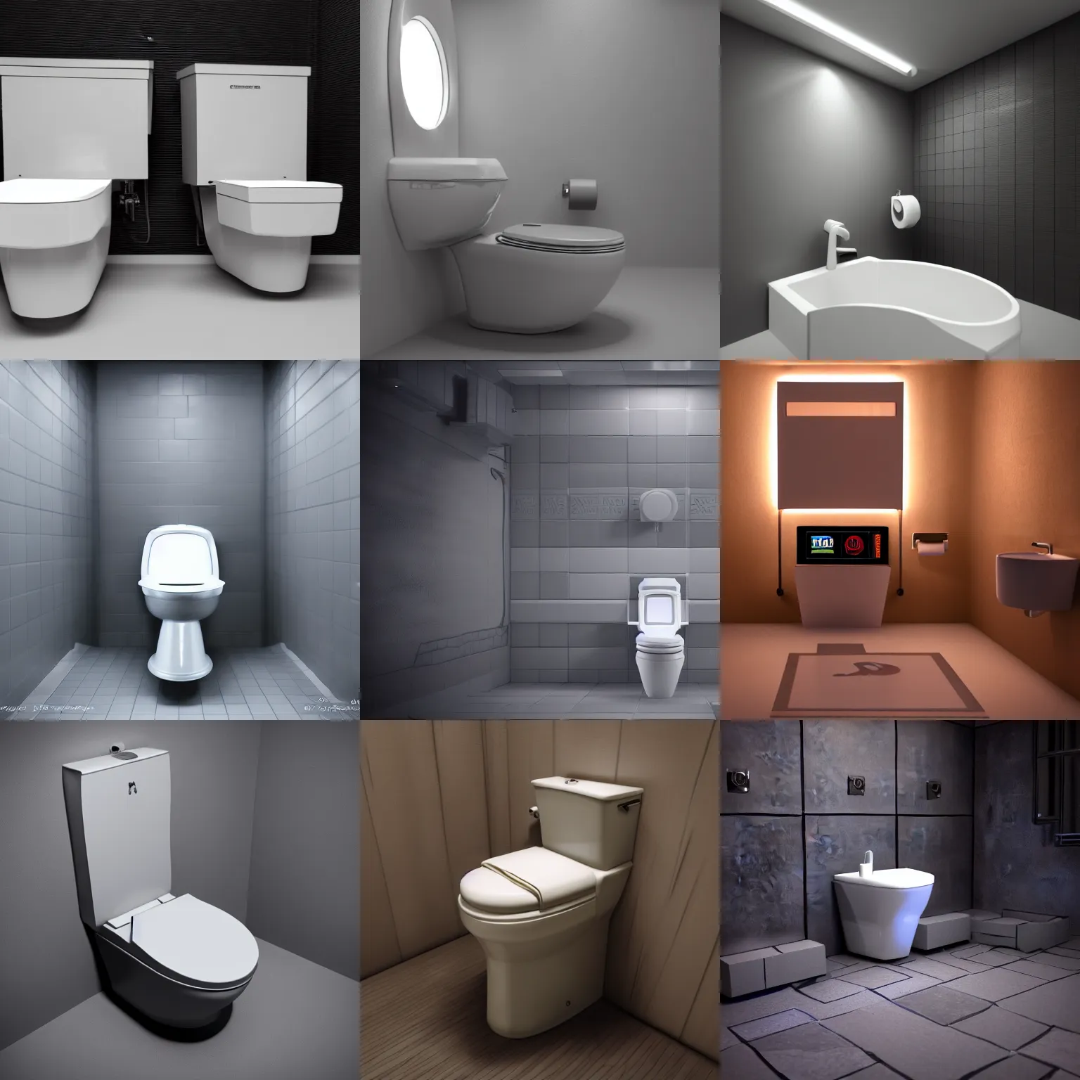 Prompt: 3d render of a gaming toilet, octane, dark studio lighting