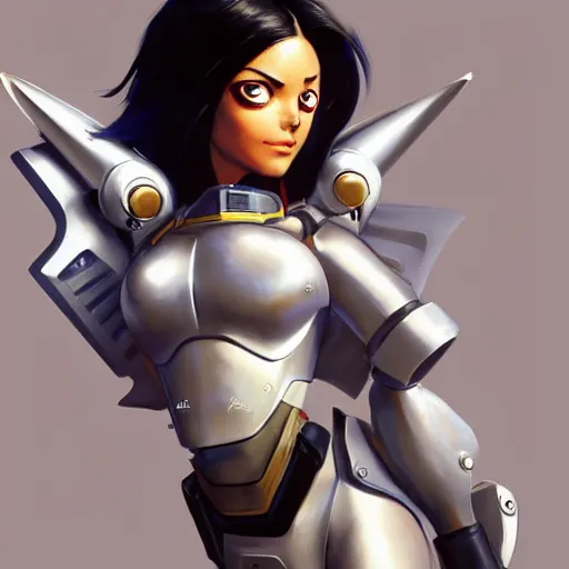 Image similar to greg manchess portrait painting of battle angel alita as overwatch character, totally whack, medium shot, asymmetrical, profile picture, organic painting, sunny day, matte painting, bold shapes, hard edges, street art, trending on artstation, by huang guangjian and gil elvgren and sachin teng