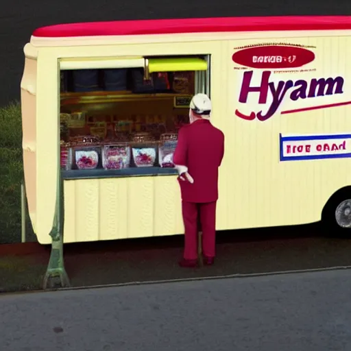 Image similar to the cream man awaiting his sweet juice, hyperrealistic, scary