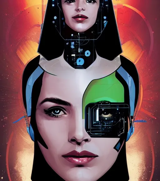 Image similar to portrait of a female android, by MARVEL comics and Sandra Chevrier