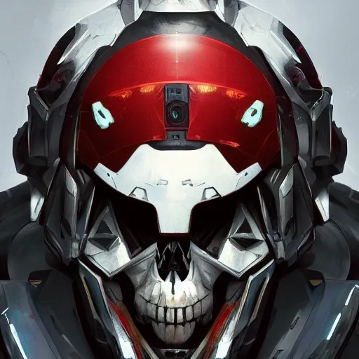 Prompt: portrait of a mecha skull ronin, 8k, hyperdetailed, digital painting, futuristic, trending on CG society