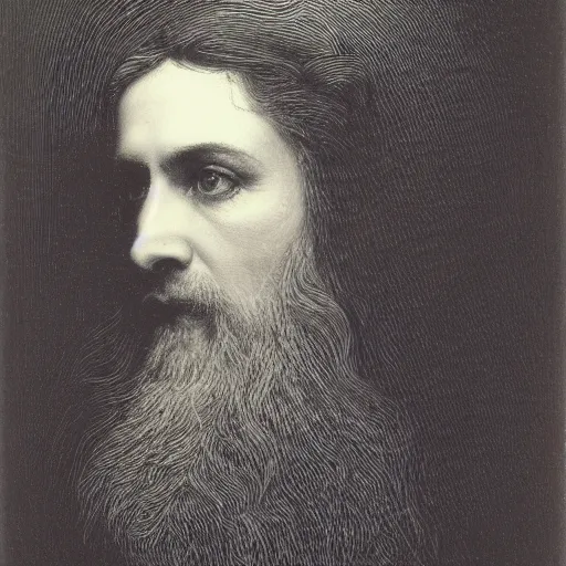 Prompt: portrait by gustave dore